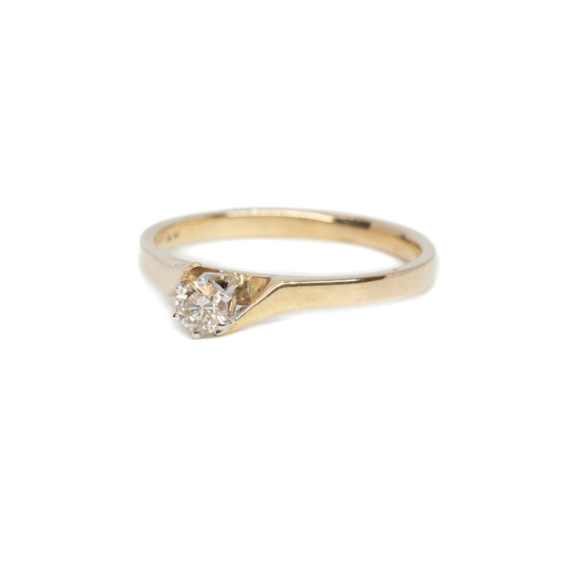 9ct Yellow Gold Solitaire Diamond Ring Size N 1/2 #63605