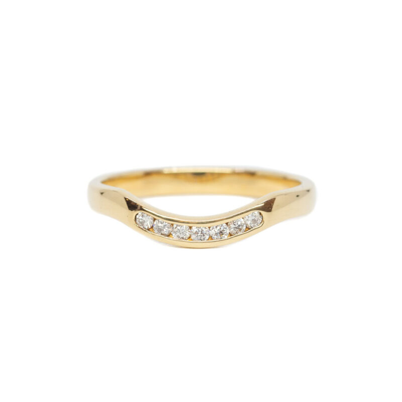 18ct Yellow Gold Channel Set Diamond Ring Band Size M1/2 #63610