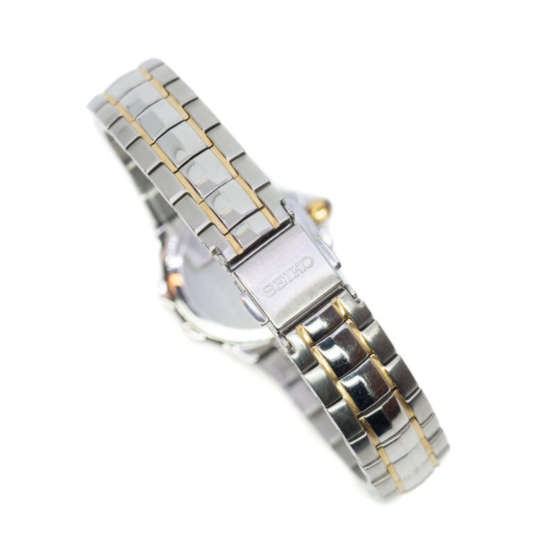 Seiko Coutura 2-Tone Ladies Diamond Bezel Mother of Pearl Dial Watch 7N82-0CG0 #63243