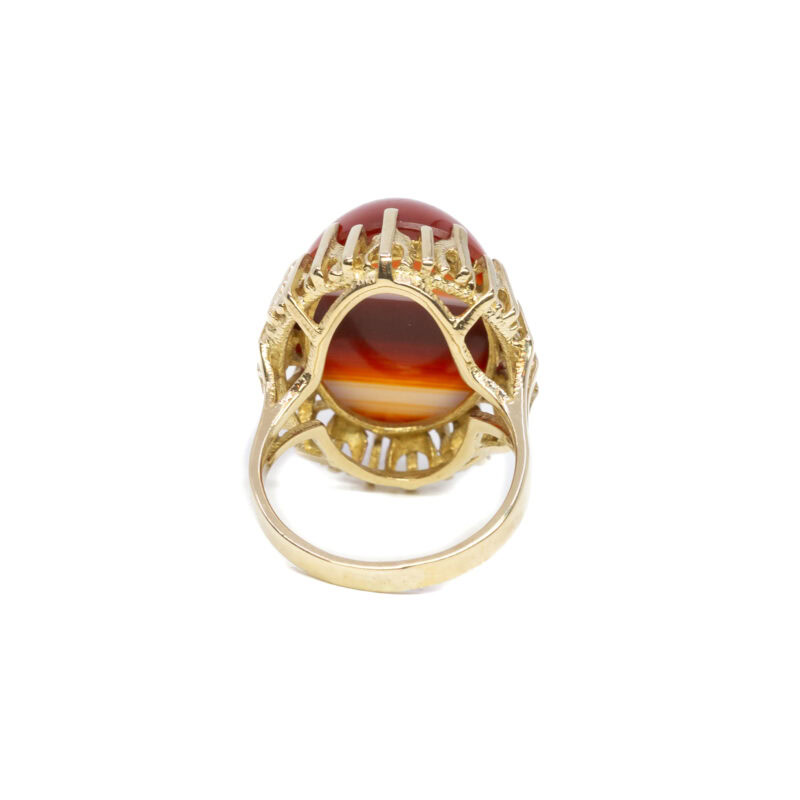 8ct Yellow Gold Banded Agate Cabochon Cocktail Ring L 1/2 #63400