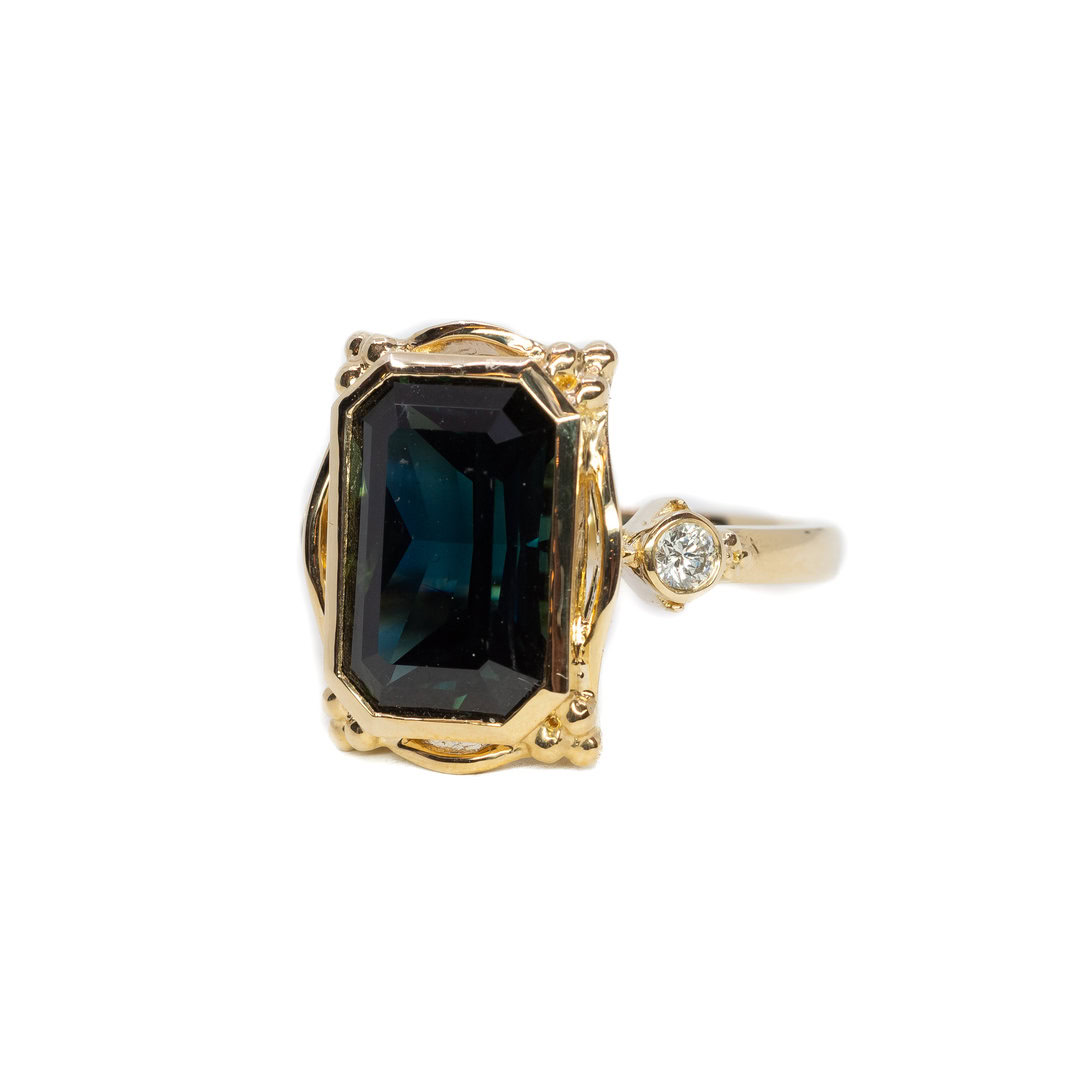 7.50ct Sapphire & Diamond 14ct Yellow Gold Ring Valued $12150 #62620