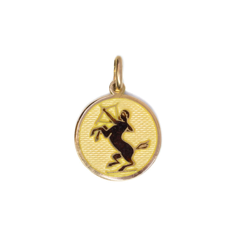 18ct Yellow Gold Sagittarius Star Sign Zodiac Round Pendant #7138-7