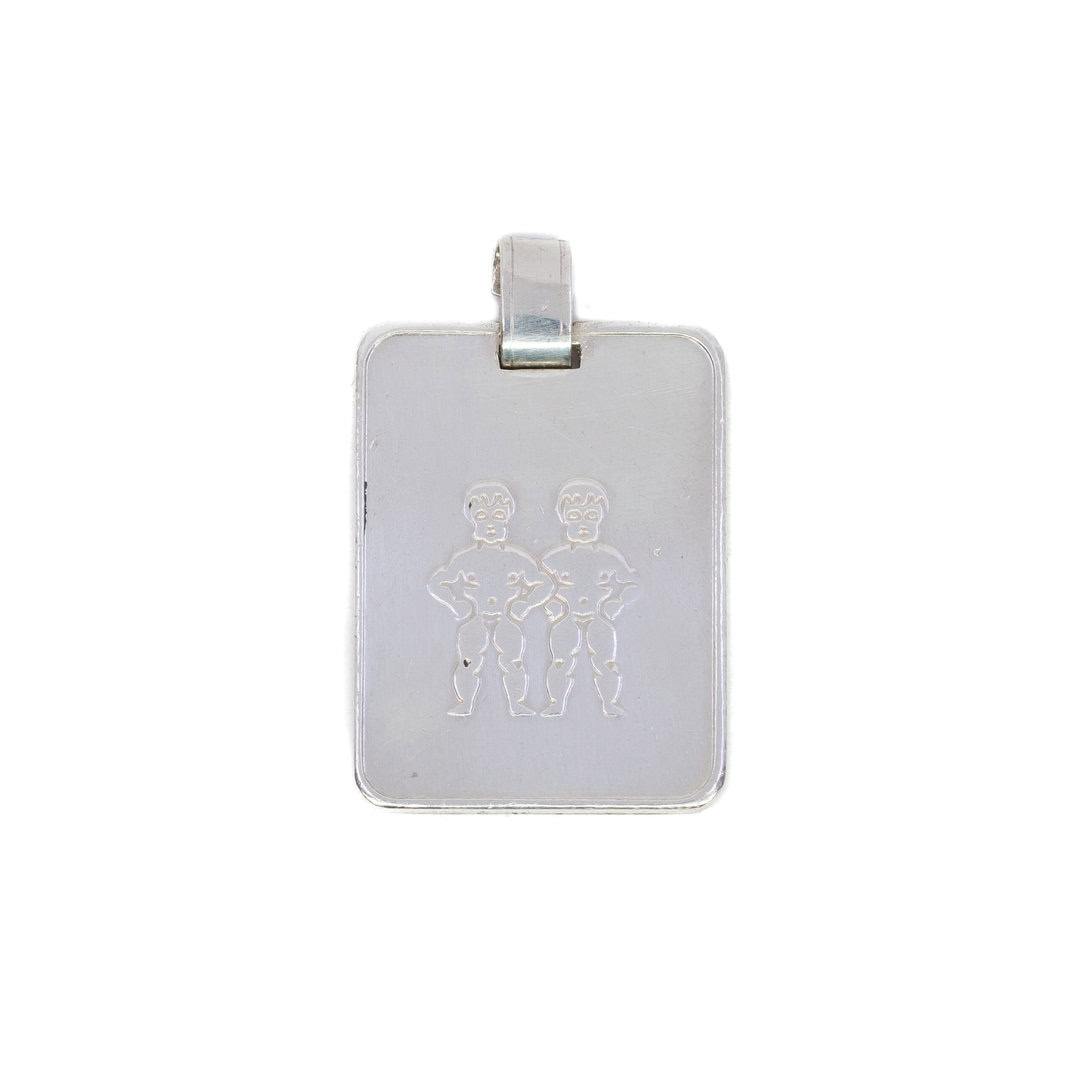 Fine Silver 999 Gemini Star Sign Zodiac Pendant #7138-12