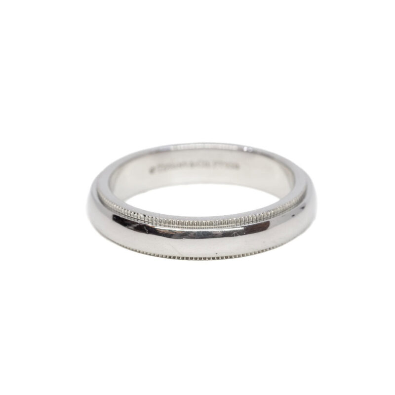 Tiffany & Co Together Platinum 4mm Band Milgrain Edge Ring Size N RRP $3450 #63565