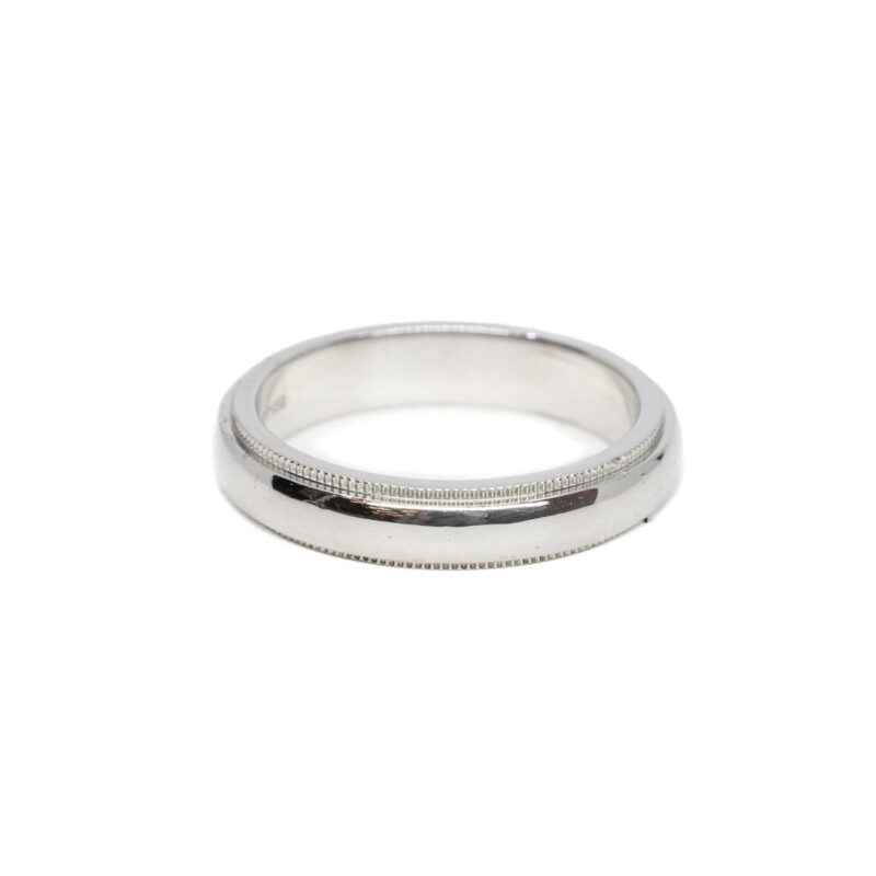 Tiffany & Co Together Platinum 4mm Band Milgrain Edge Ring Size N RRP $3450 #63565