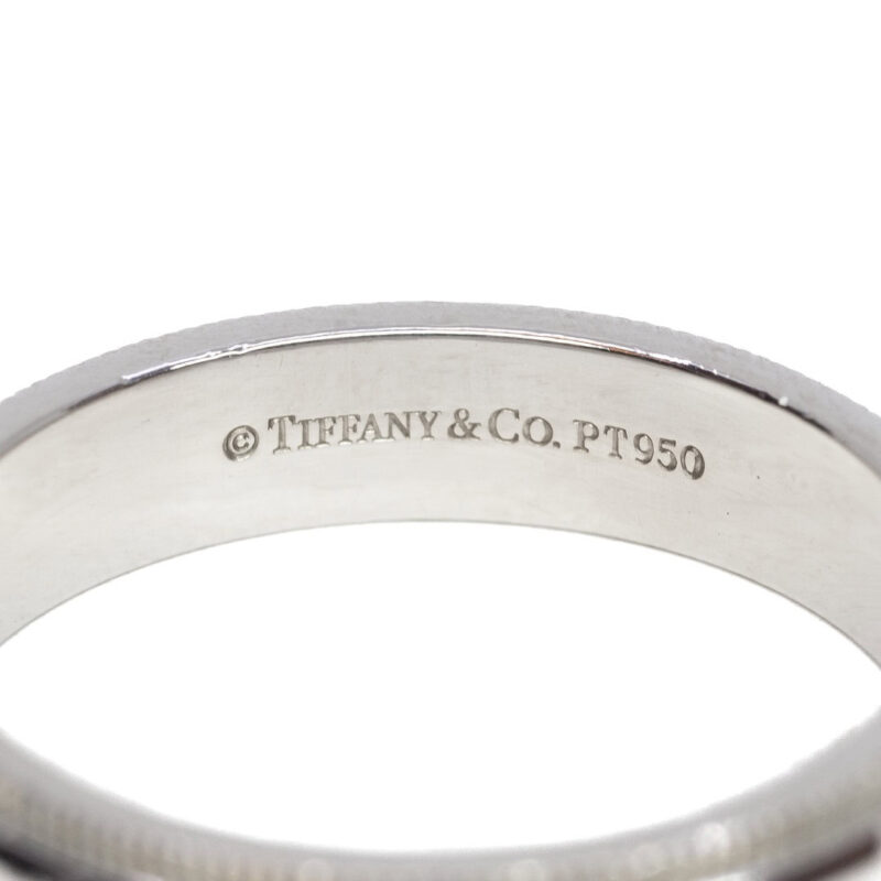 Tiffany & Co Together Platinum 4mm Band Milgrain Edge Ring Size N RRP $3450 #63565