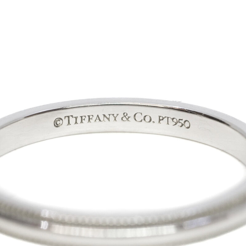 Tiffany & Co Together Platinum 2mm Band Milgrain Edge Ring Size M #63566