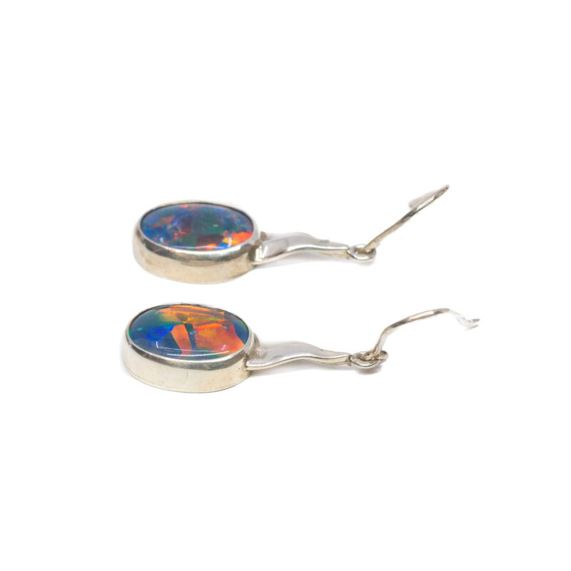 Sterling Silver Imitation Opal Dangle Earrings #63864