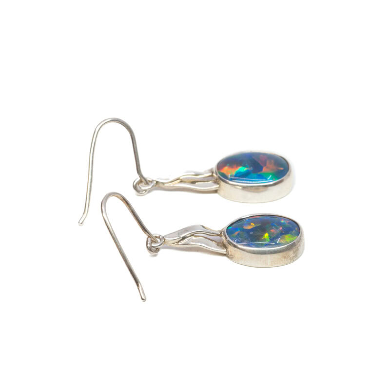 Sterling Silver Imitation Opal Dangle Earrings #63864