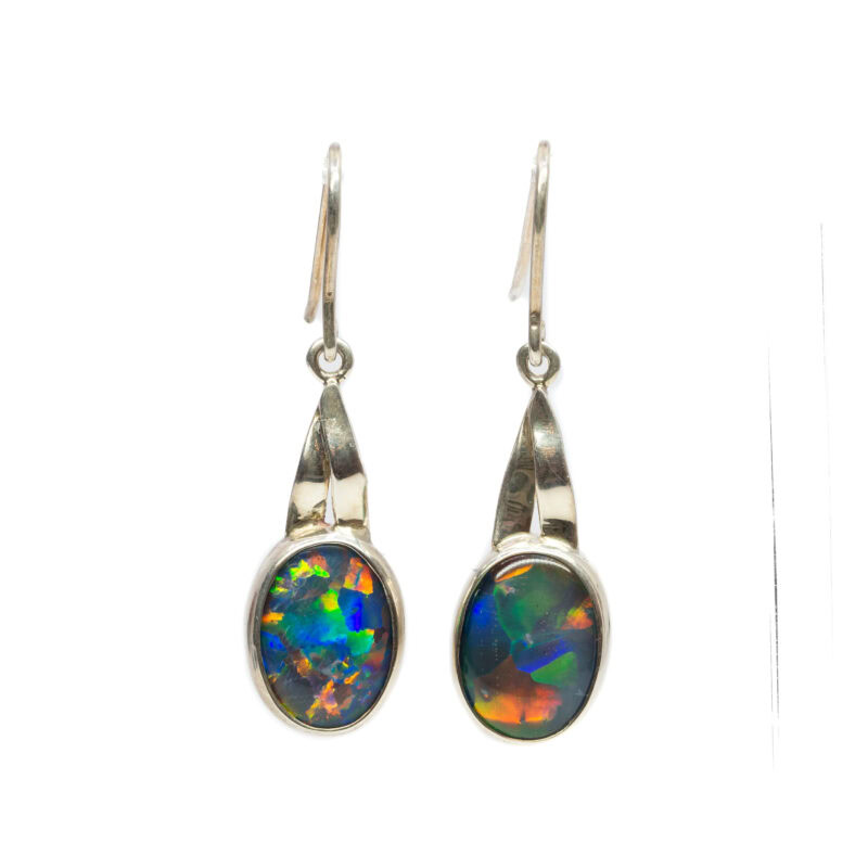 Sterling Silver Imitation Opal Dangle Earrings #63864