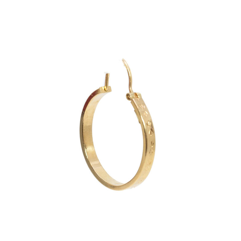 Single 18ct Yellow Gold Patterned Hoop Earring #63658