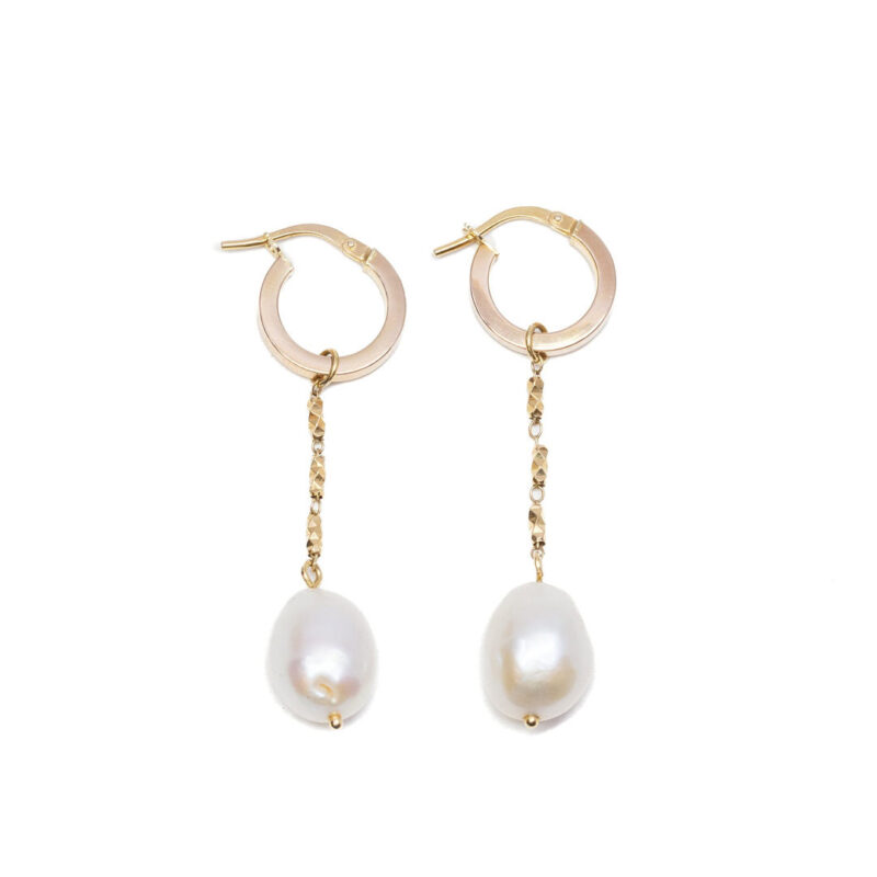 9ct Yellow Gold Cultured Freshwater Pearl Drop Earrings #63824