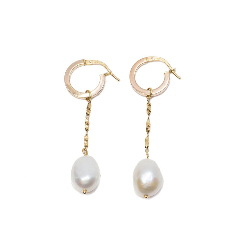 9ct Yellow Gold Cultured Freshwater Pearl Drop Earrings #63824