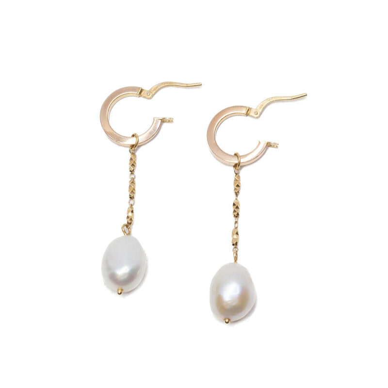 9ct Yellow Gold Cultured Freshwater Pearl Drop Earrings #63824