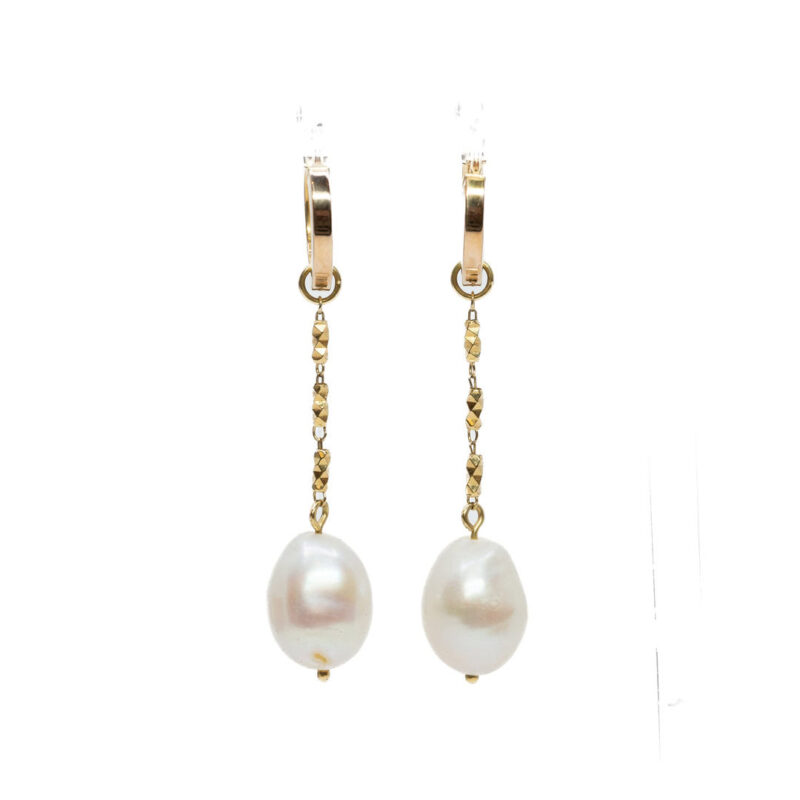 9ct Yellow Gold Cultured Freshwater Pearl Drop Earrings #63824