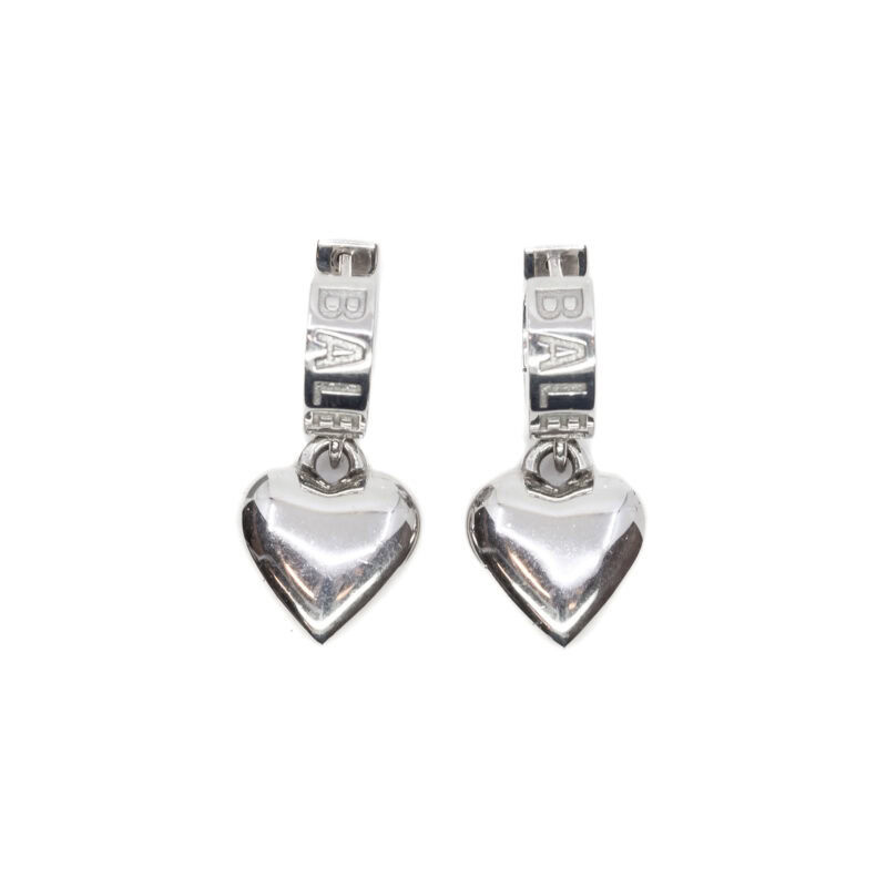 Sterling Silver Balenciaga Sharp Heart Earrings in Box w/Receipt #64079