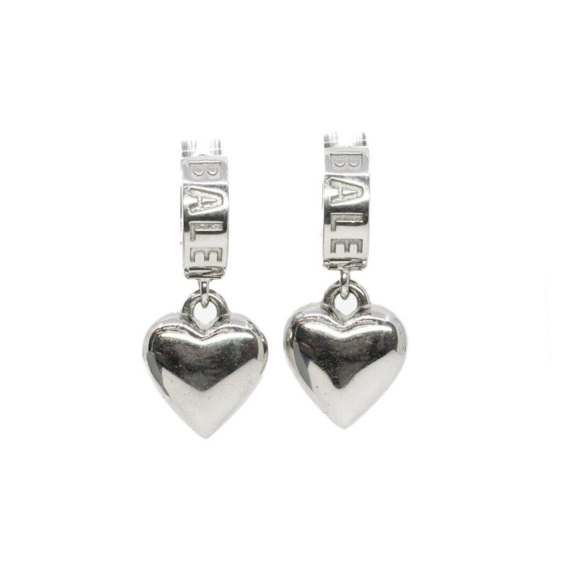 Sterling Silver Balenciaga Sharp Heart Earrings in Box w/Receipt #64079