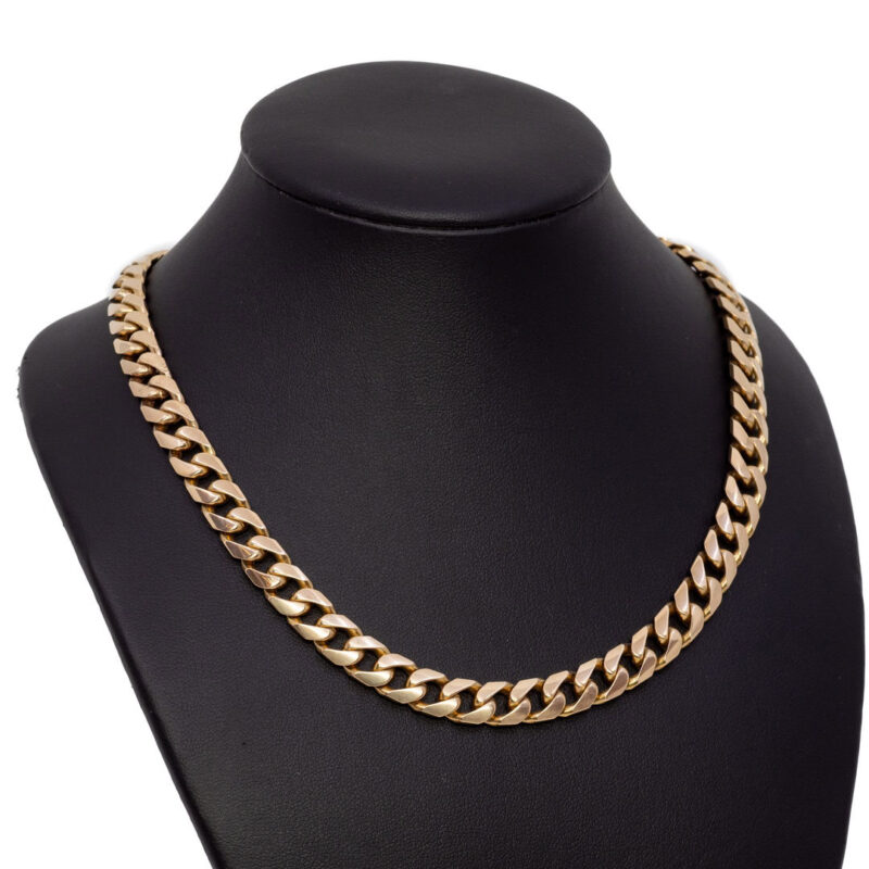 9ct Yellow Gold Cuban Curb Link Chain / Necklace 65cm #64196