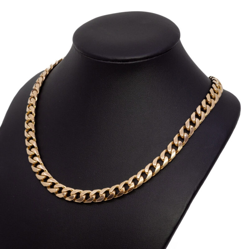 9ct Yellow Gold Cuban Curb Link Chain / Necklace 65cm #64196