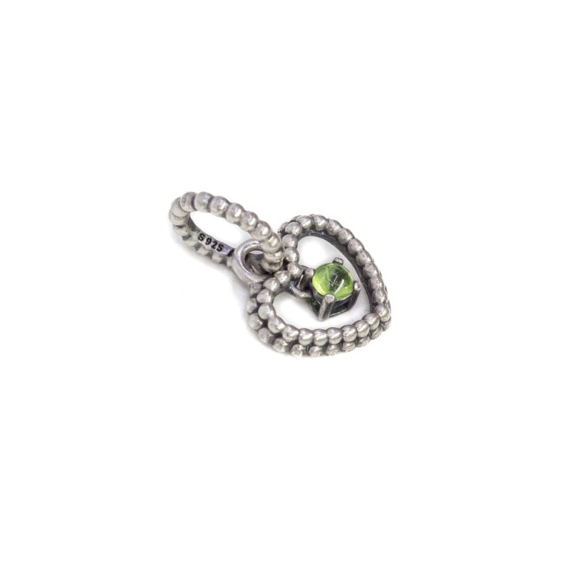 Pandora Sterling Silver August Birthstone Peridot Heart Dangle Charm #64046-5 - Image 3