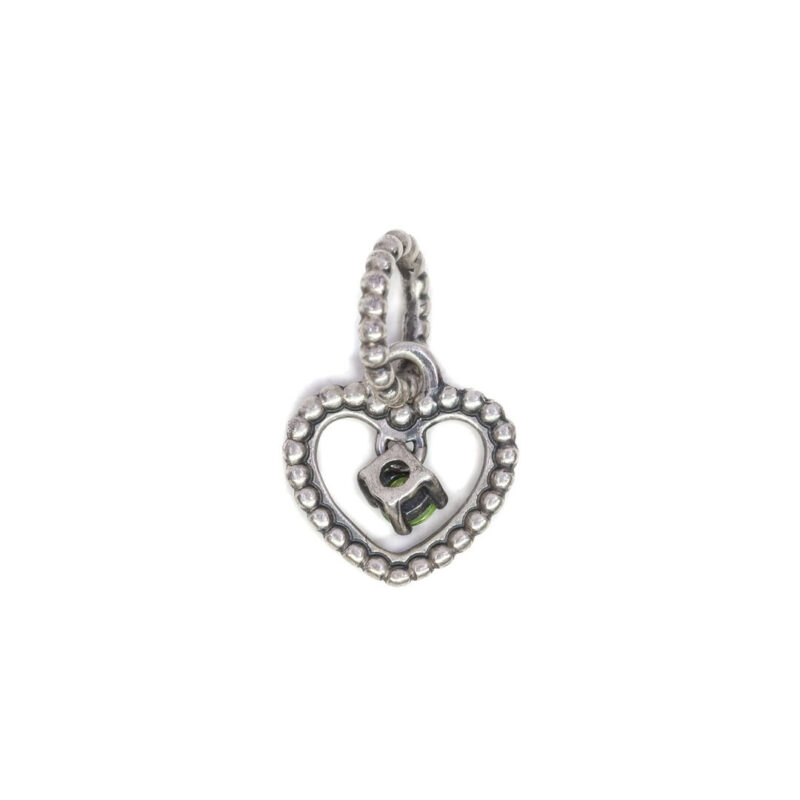 Pandora Sterling Silver August Birthstone Peridot Heart Dangle Charm #64046-5 - Image 4