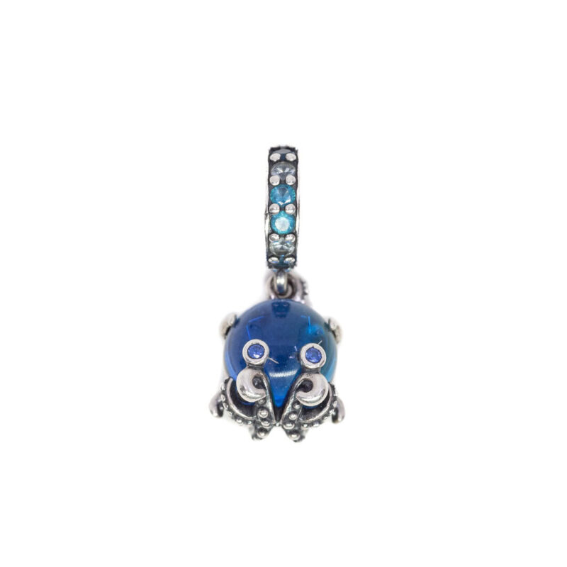 Pandora Sterling Silver Murano Glass Cute Octopus Dangle Charm #64046-1