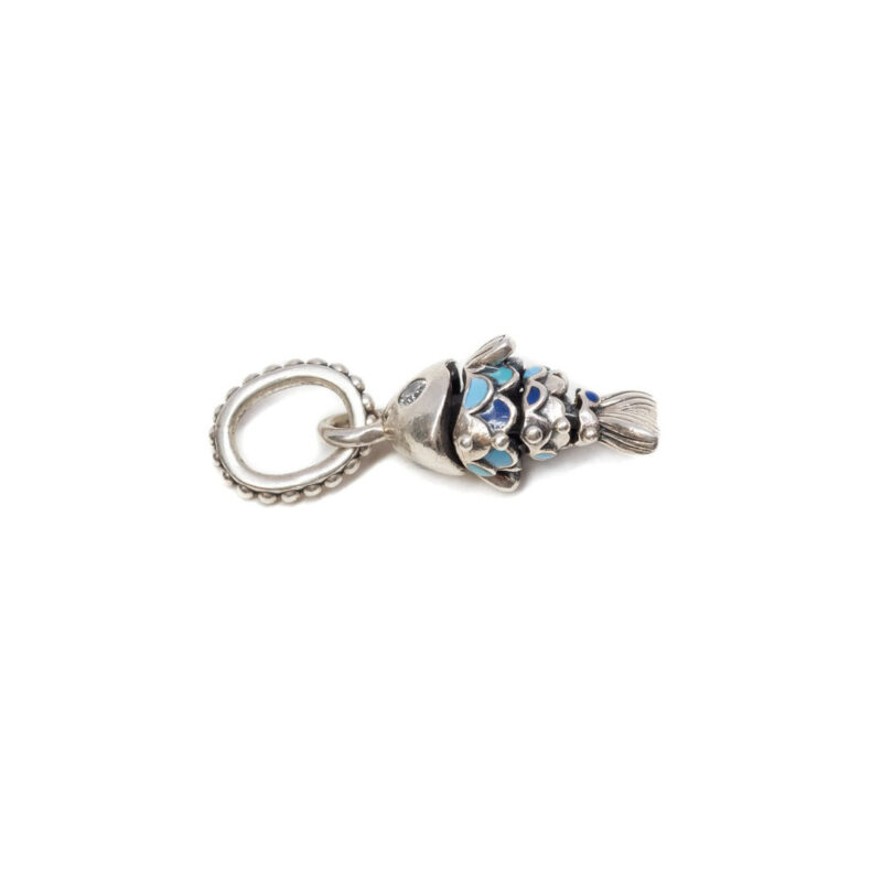 Pandora Sterling Silver Blue Scaled Fish Dangle Charm #64046-3