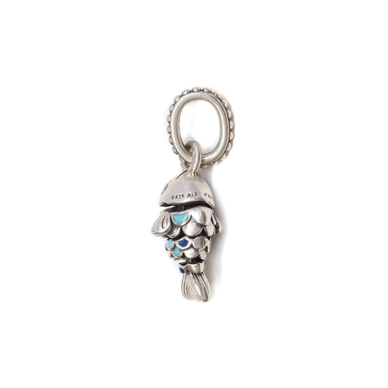 Pandora Sterling Silver Blue Scaled Fish Dangle Charm #64046-3