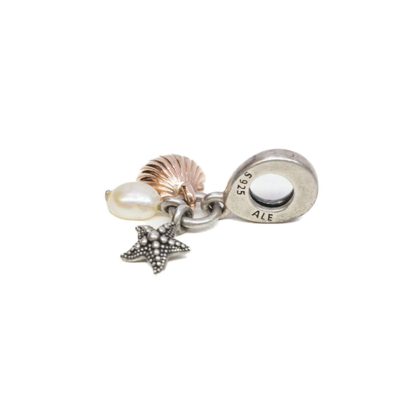 Pandora Sterling Silver & Rose Gold Plated Freshwater Pearl & Ocean Charm #64046-7