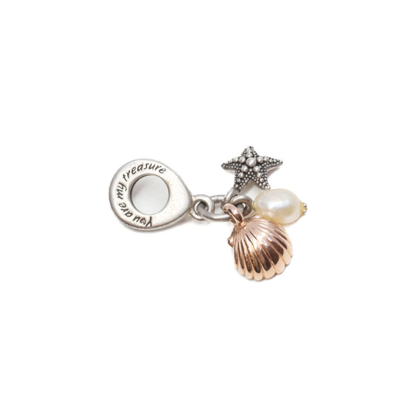 Pandora Sterling Silver & Rose Gold Plated Freshwater Pearl & Ocean Charm #64046-7