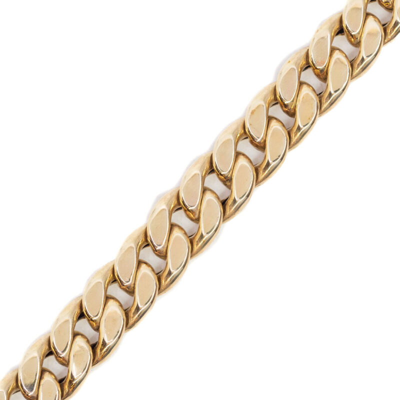 9ct Yellow Gold Hollow Curb Link Bracelet Natural Sapphires 19.5cm #8307 - Image 3