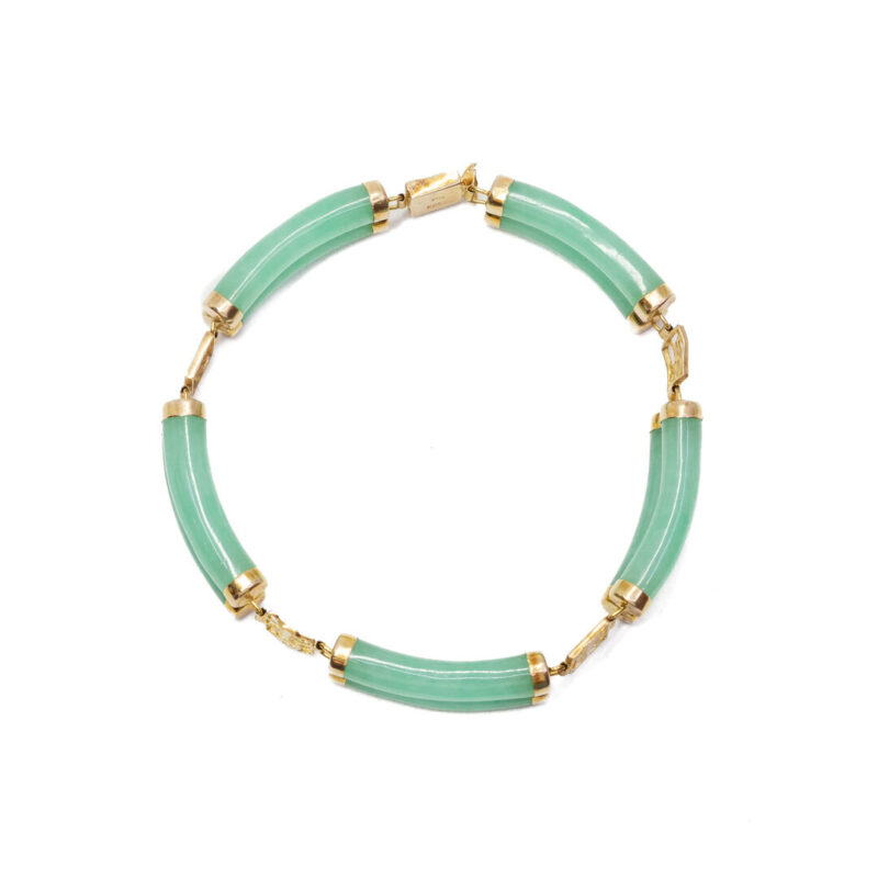 14ct Yellow Gold Chinese Jadeite Bracelet #62994