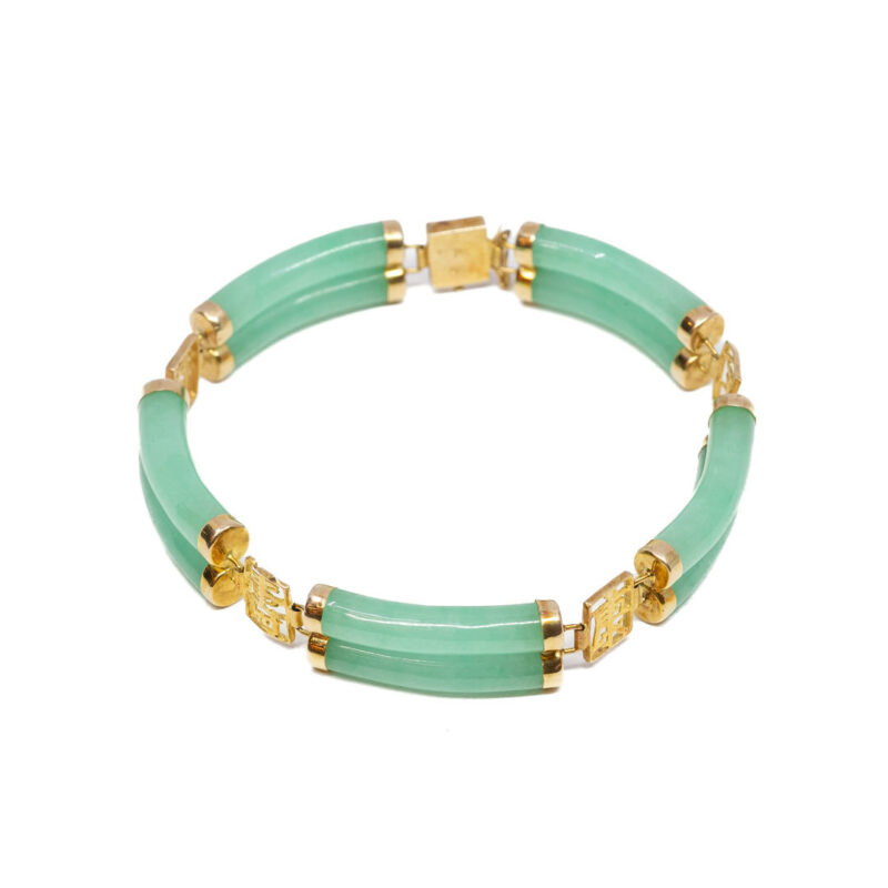 14ct Yellow Gold Chinese Jadeite Bracelet #62994