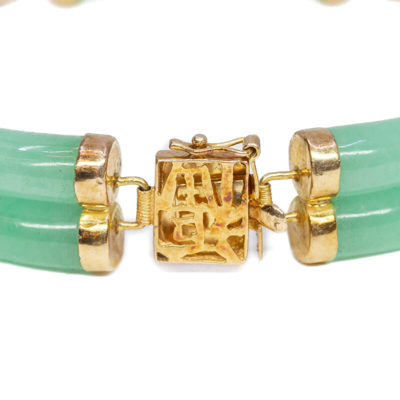 14ct Yellow Gold Chinese Jadeite Bracelet #62994