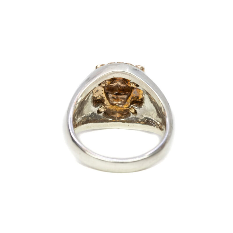 Sterling Silver Signet Ring With 9ct Yellow Gold Lion Head Size I 1/2 #64015