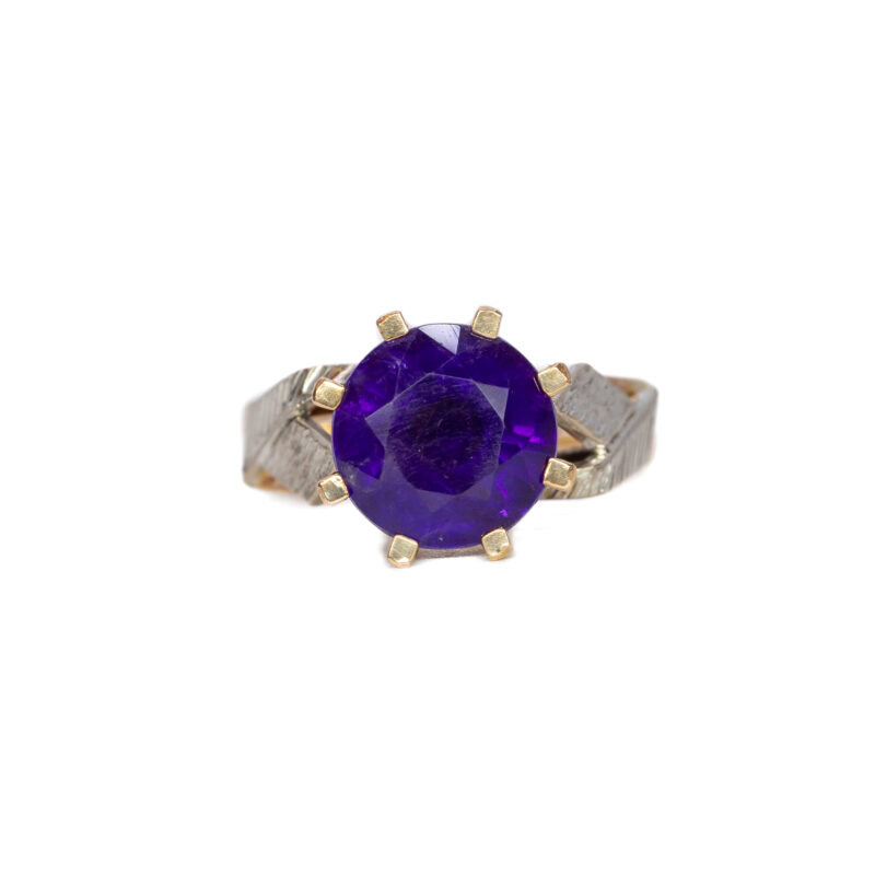 9ct Multi-Tone Gold Amethyst Cocktail Ring Size J 1/2 #63379