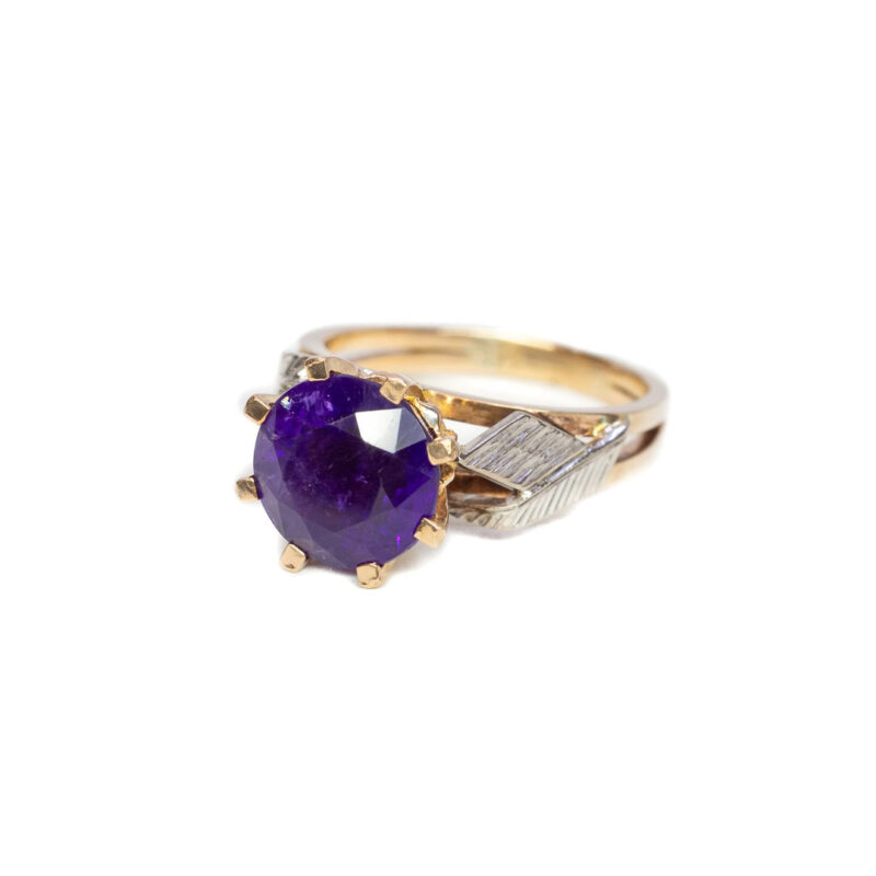 9ct Multi-Tone Gold Amethyst Cocktail Ring Size J 1/2 #63379