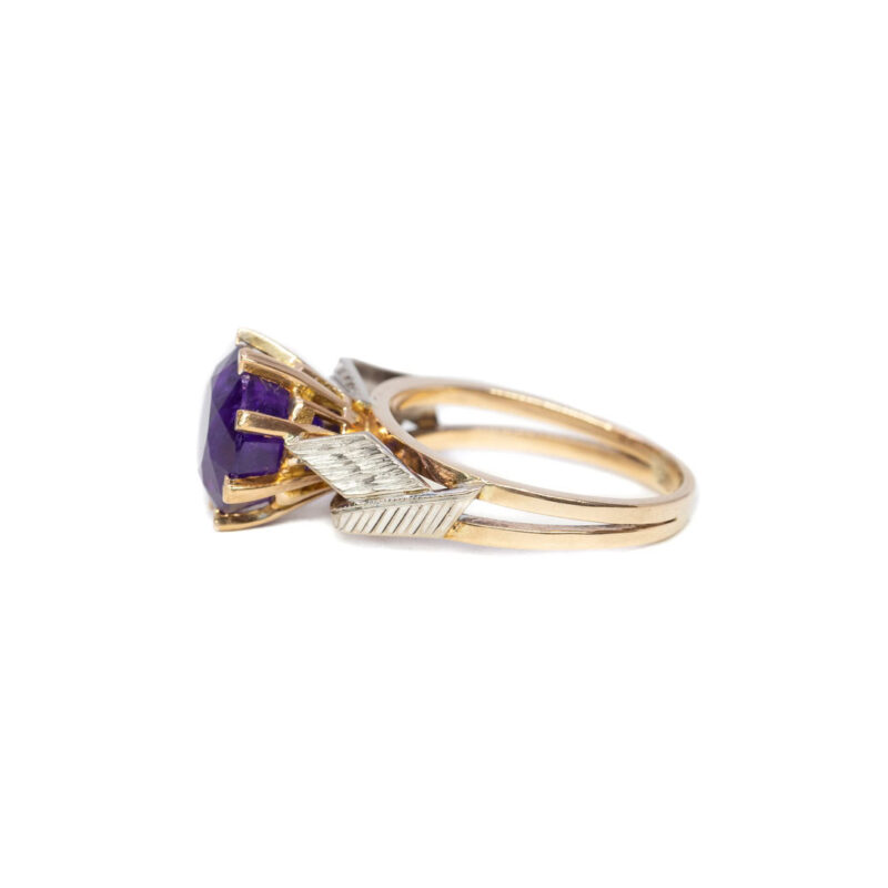 9ct Multi-Tone Gold Amethyst Cocktail Ring Size J 1/2 #63379