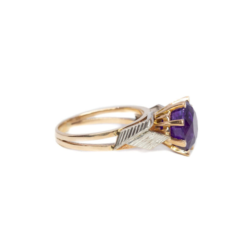 9ct Multi-Tone Gold Amethyst Cocktail Ring Size J 1/2 #63379