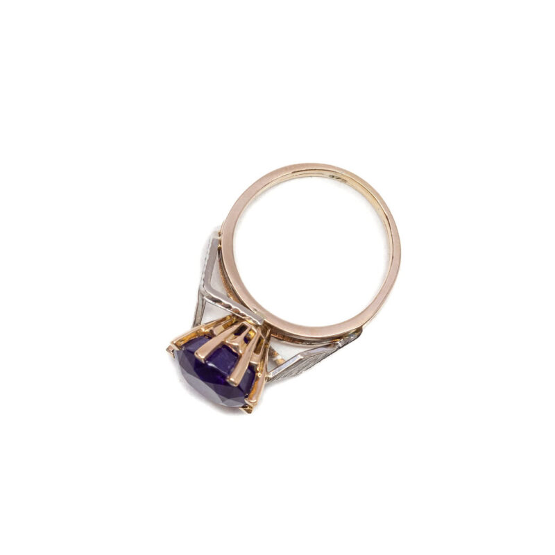 9ct Multi-Tone Gold Amethyst Cocktail Ring Size J 1/2 #63379