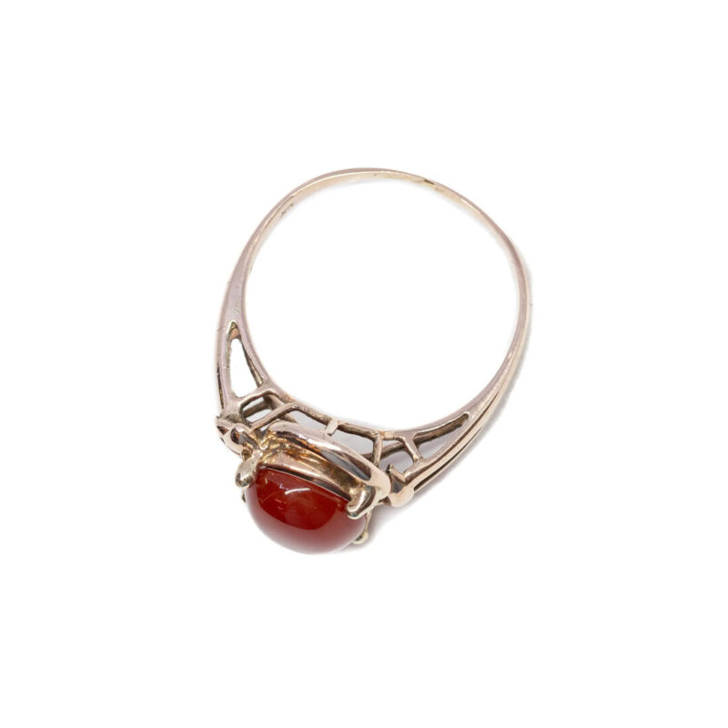 9ct Yellow Gold Carnelian Cabochon Cocktail Ring Size M #63338 - Image 6