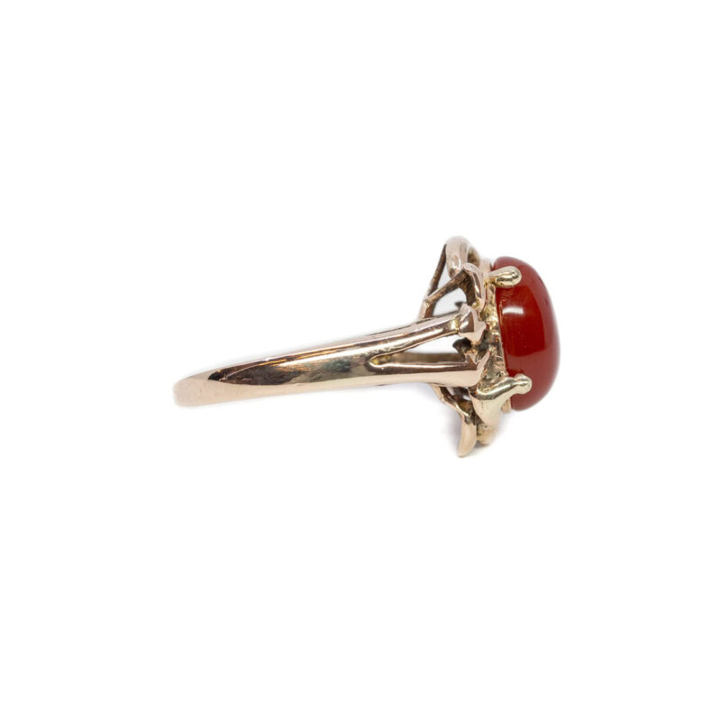 9ct Yellow Gold Carnelian Cabochon Cocktail Ring Size M #63338 - Image 5