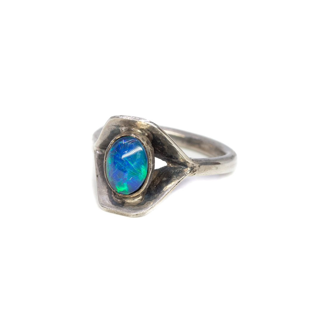 Sterling Silver Opal Triplet Ring Size M #9635-47