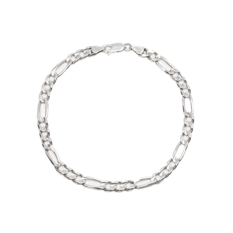 Sterling Silver Figaro Link hollow Bracelet 22cm #63340