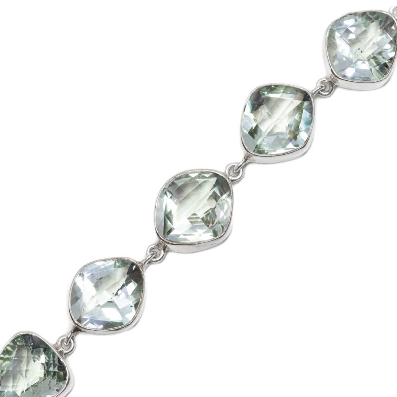 Sterling Silver Green Amethyst Prasiolite Toggle Bracelet 21cm #63382