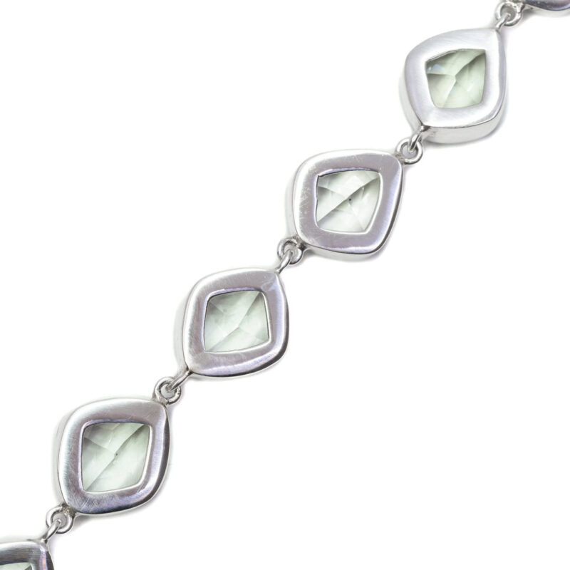 Sterling Silver Green Amethyst Prasiolite Toggle Bracelet 21cm #63382