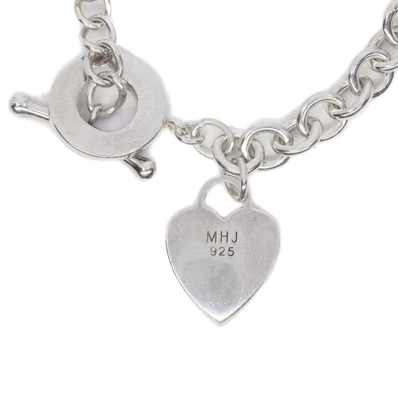 Sterling Silver Cable Bracelet with Heart Charm & Toggle Clasp 19cm #63078