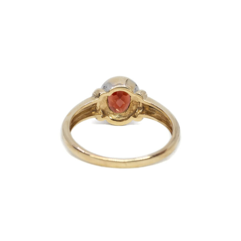 9ct Yellow & White Gold Oval Garnet Ring Size O #1193