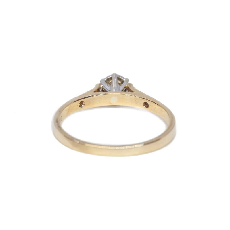 Vintage 9ct Yellow Gold Diamond Solitaire Ring with Side Accents Size M 1/2 #1074-17