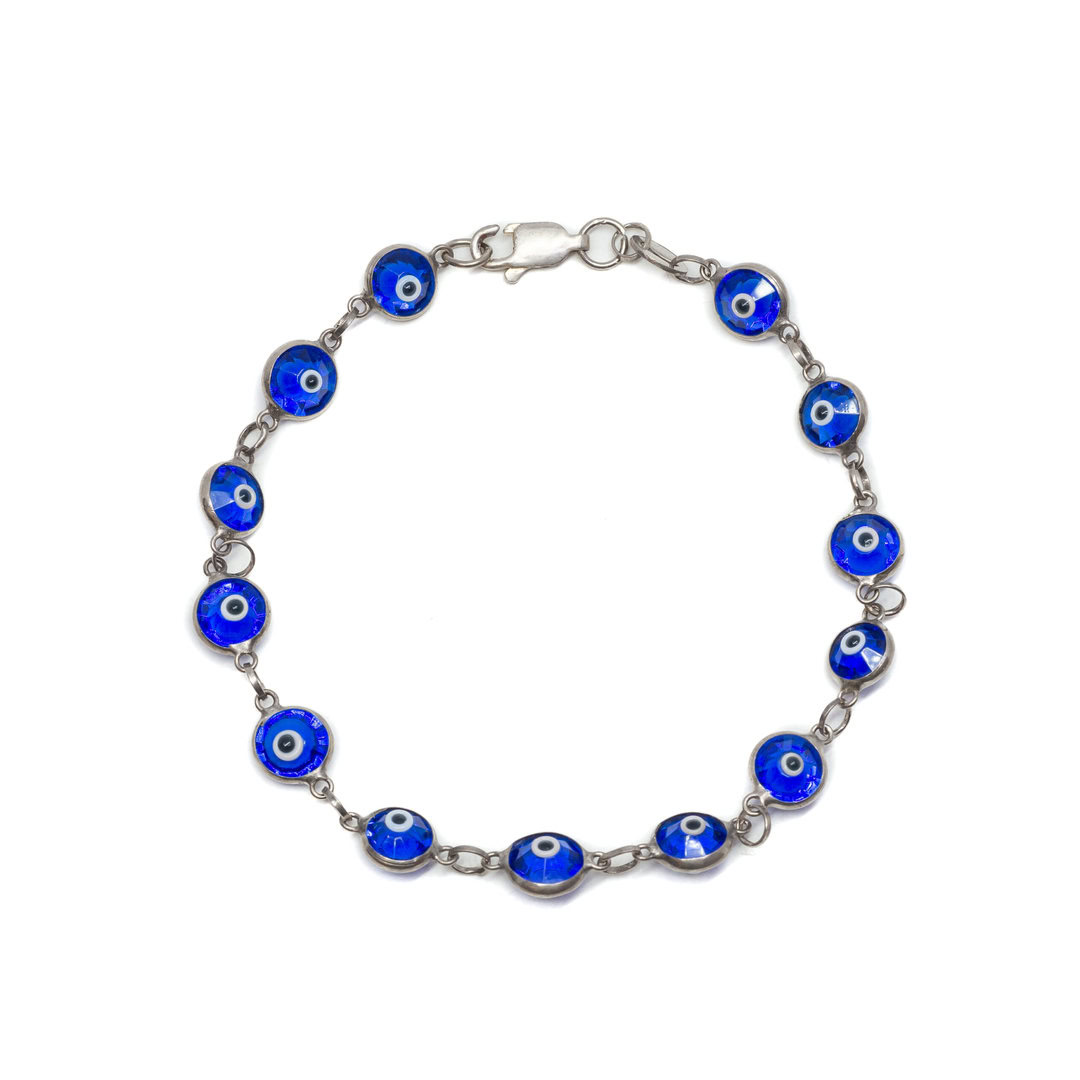 Sterling Silver Evil Eye Mati Bracelet 18cm #63483